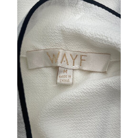 WAYF Women Textured Long Sleeve White with Black Trim Blouse Size M - Picture 9 of 9